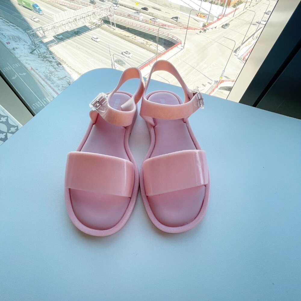 MINI MELISSA MAR Sandal RosaPink Glitter Kid's Girly Girl Flat Shoes Size 12 - Picture 2 of 6